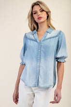 Load image into Gallery viewer, Mineral Washed Denim Blouse