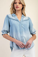 Load image into Gallery viewer, Mineral Washed Denim Blouse