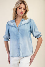 Load image into Gallery viewer, Mineral Washed Denim Blouse