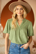 Load image into Gallery viewer, Bubble Sleeve High Neck Suede Top: $38
