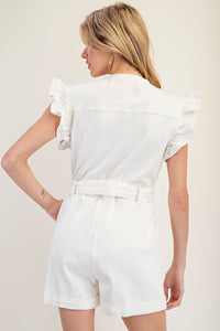 Button Down Ruffle Edge Romper