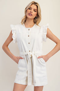 Button Down Ruffle Edge Romper