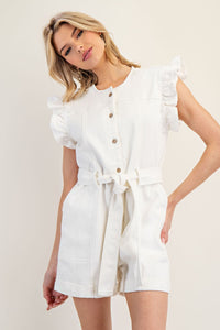 Button Down Ruffle Edge Romper