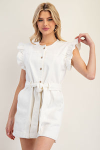 Button Down Ruffle Edge Romper