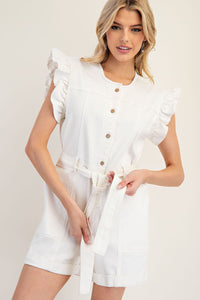 Button Down Ruffle Edge Romper