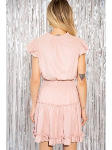 Lurex Smocked Ruffle Mini Dress -$54