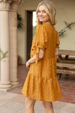 Load image into Gallery viewer, Tie Sleeve Textured Tiered Dress -$58
