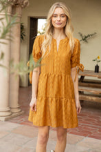 Load image into Gallery viewer, Tie Sleeve Textured Tiered Dress -$58
