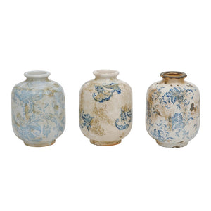 6" Terra-cotta Vase. Blue/White